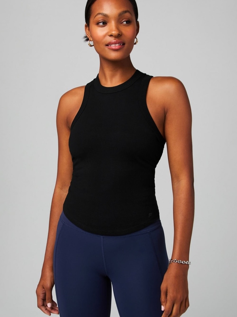Fabletics Black Ribbed High-Neck Tank - Picture 2 of 6
